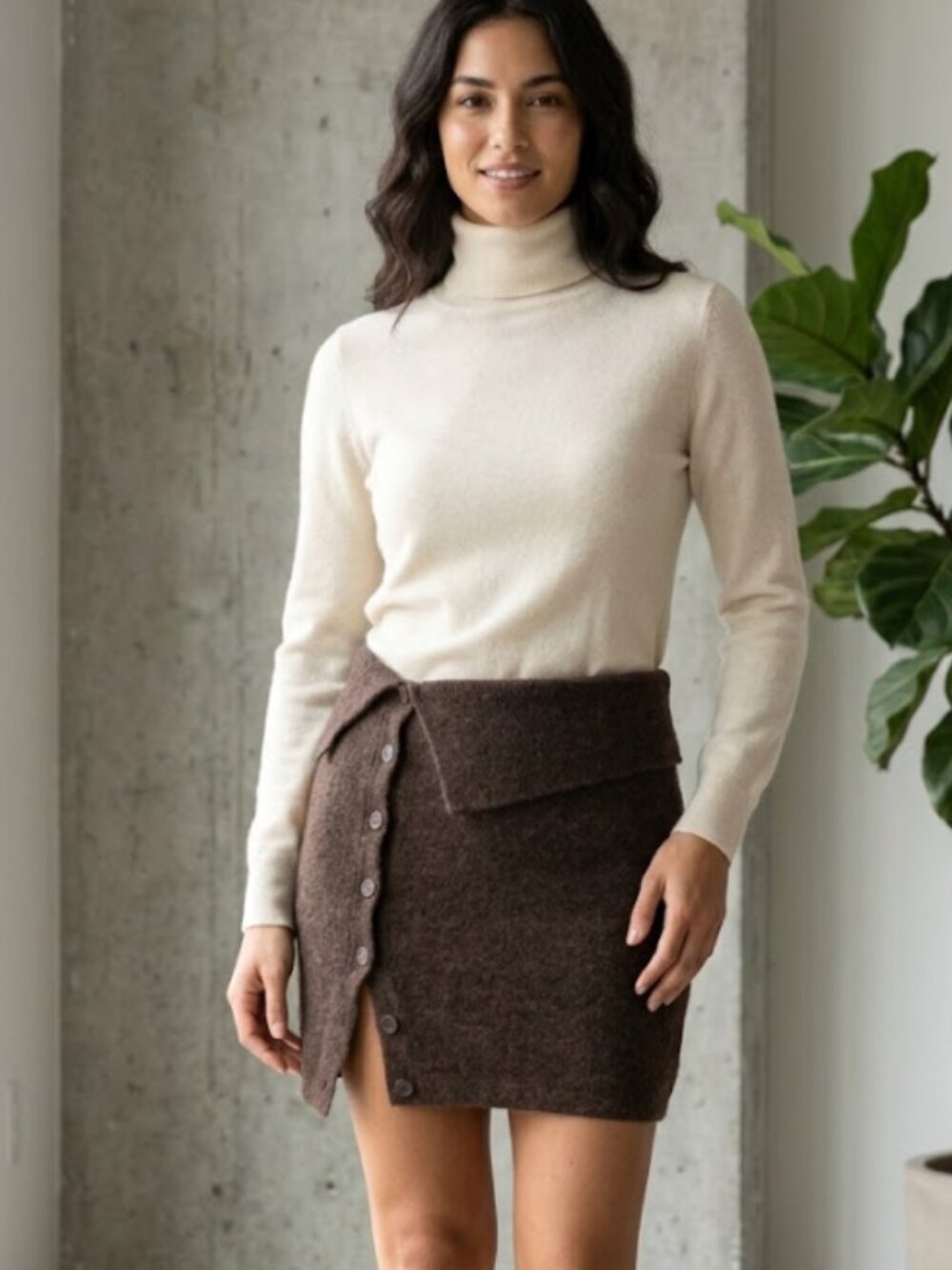NWT White Fox | Chocolate Brown Wool Blend Mini Skirt "Trust Me" | Size Small